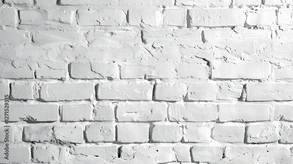Fototapeta premium White textured brick wall with subtle imperfections, suitable for backgrounds in design projects