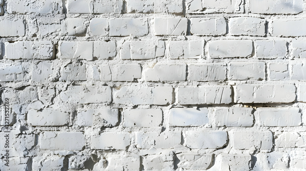 Fototapeta premium Textured white brick wall with subtle imperfections and natural lighting, suitable for backgrounds