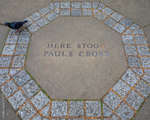 St. Pauls Cross Marker in the Churchyard of St. Pauls Cathedral photo