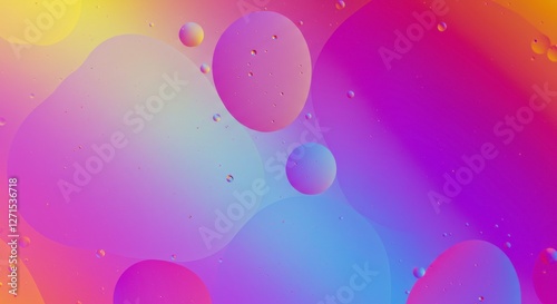 Wallpaper Mural Abstract Oil Bubbles: A mesmerizing close-up of oil bubbles floating in a vibrant, rainbow-colored liquid, creating an abstract and visually stunning composition. Torontodigital.ca