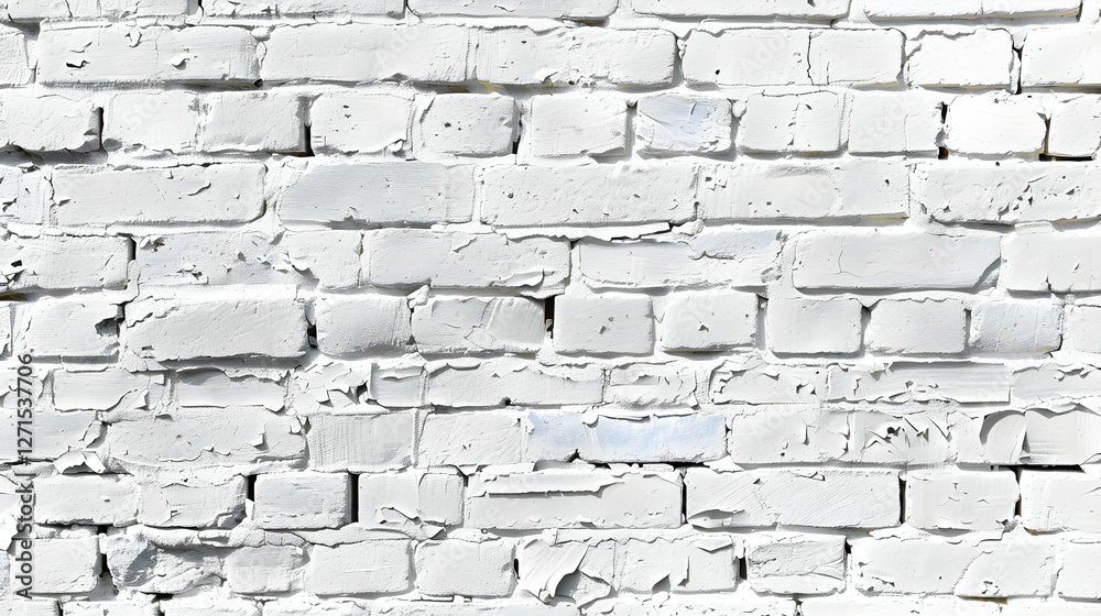 Fototapeta premium Textured white brick wall with uneven surfaces and subtle color variations, ideal for backgrounds (1)