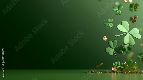 Modern minimalist St. Patrick's Day design with shamrock leaves
