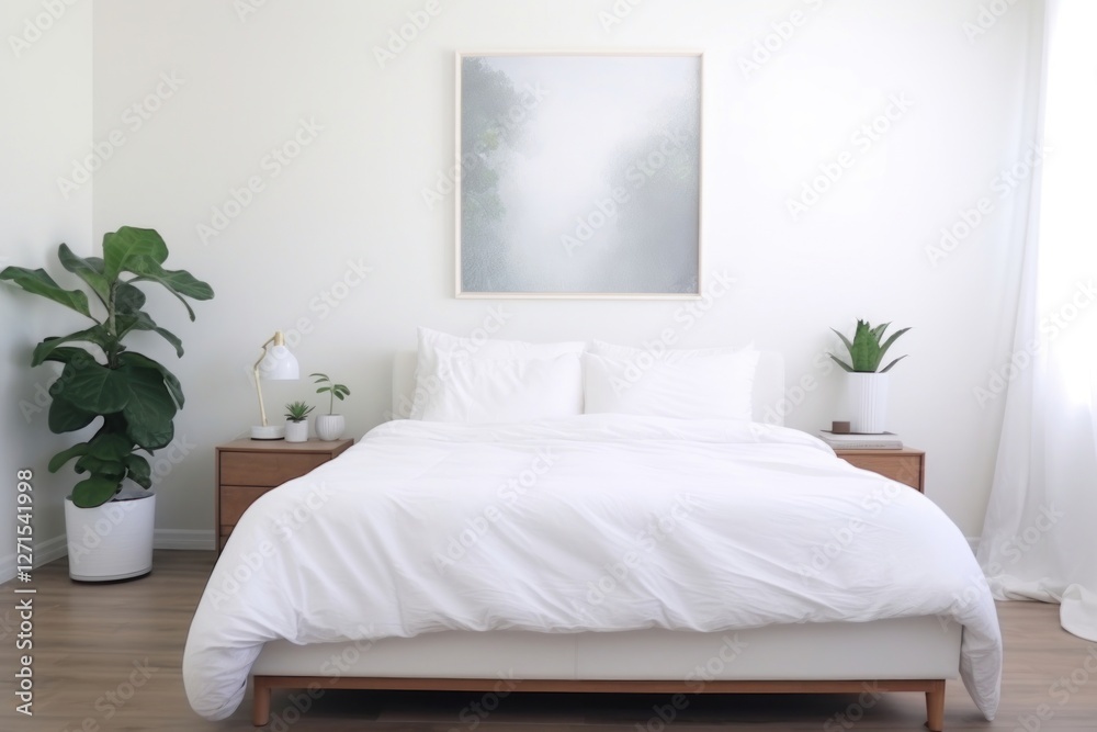 Naklejka premium Bedroom furniture pillow plant.