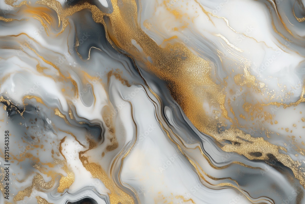 Obraz premium Textura abstrata de mármore com detalhes em dourado, cinza e branco, em padrão seamless, criada com IA generativa, ideal para design de interiores e superfícies sofisticadas