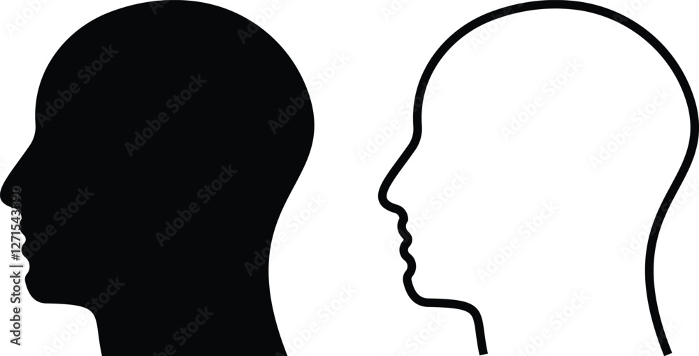 human head icon set. silhouette human head logo icon vector. black design. illustration human head icon set. silhouette human head logo icon vector. black design. illustration