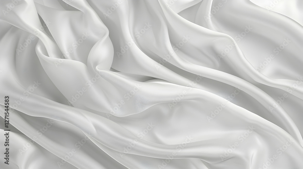Smooth, flowing white fabric draped elegantly, creating soft shadows and highlights Smooth, flowing white fabric draped elegantly, creating soft shadows and highlights