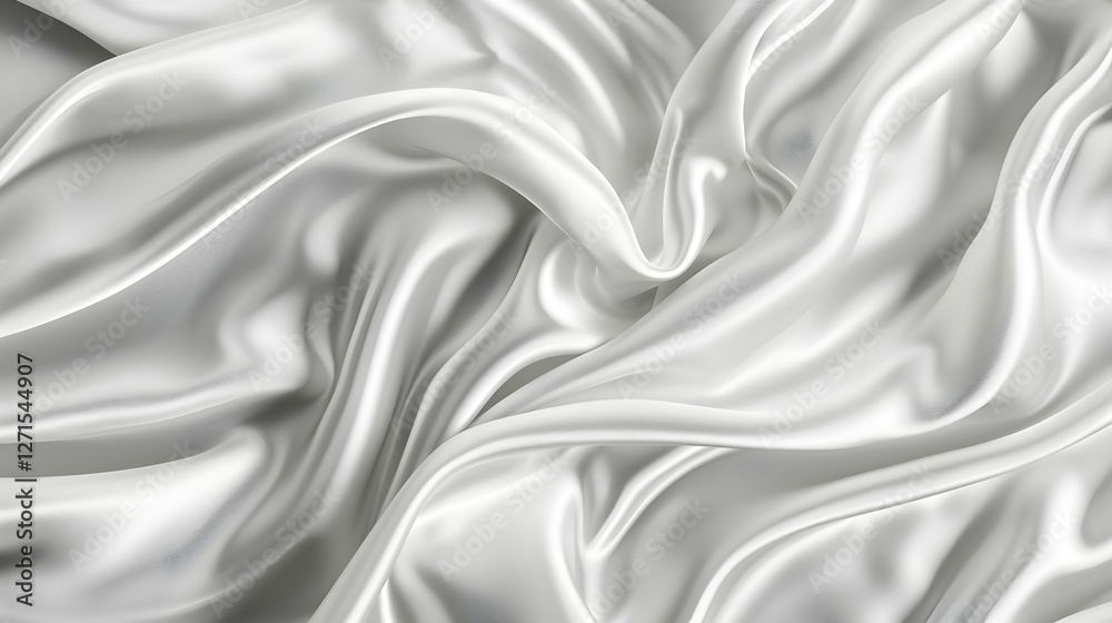 Obraz premium Soft white silk fabric draped elegantly, showcasing gentle waves and folds, ideal for backgrounds
