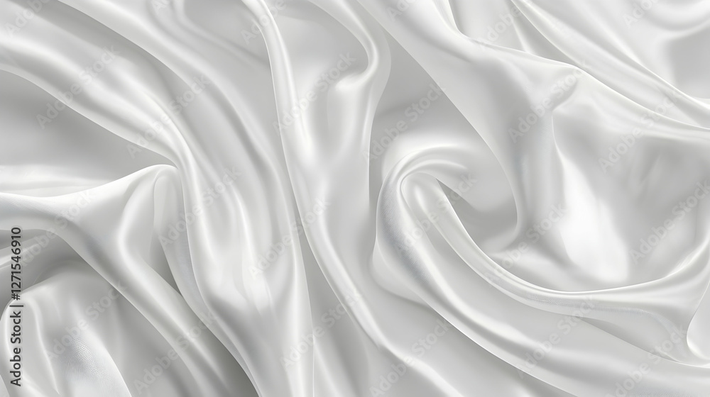 Obraz premium Elegant white silk fabric with soft folds and smooth texture, ideal for luxury backgrounds