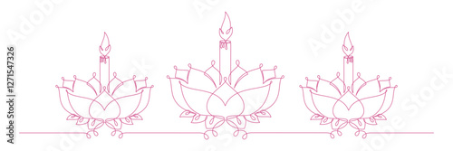 Vesak day continuous line illustration vector 3