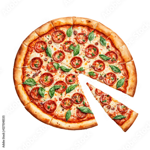 A Pizza Illustration on transparent background.