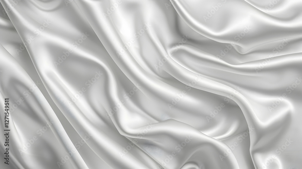 Obraz premium Smooth, flowing white satin fabric with elegant folds and subtle sheen, ideal for backgrounds