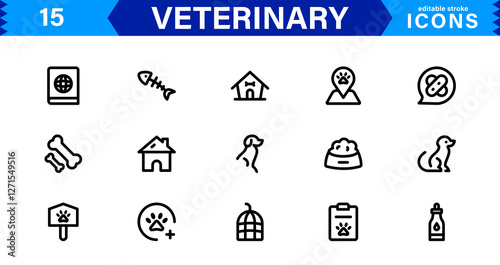 Animal Health and Veterinary Icon Pack. Professional Icons for Vet Clinics, Pet Hospitals, Medical Treatment, and Animal Welfare Designs