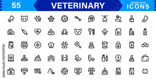 Animal Health and Veterinary Icon Pack. Professional Icons for Vet Clinics, Pet Hospitals, Medical Treatment, and Animal Welfare Designs