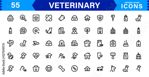 Animal Health and Veterinary Icon Pack. Professional Icons for Vet Clinics, Pet Hospitals, Medical Treatment, and Animal Welfare Designs