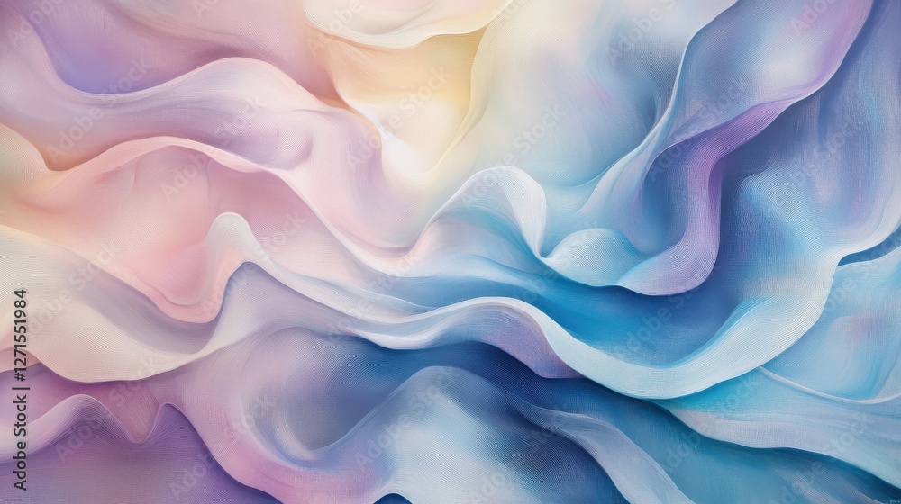 Fototapeta premium Abstract pastel waves in soft gradient blend depicting fluidity and calm concept