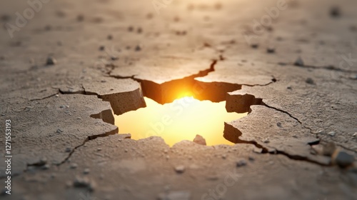 Sunlight streaming through a broken window, hope amidst destruction shattered