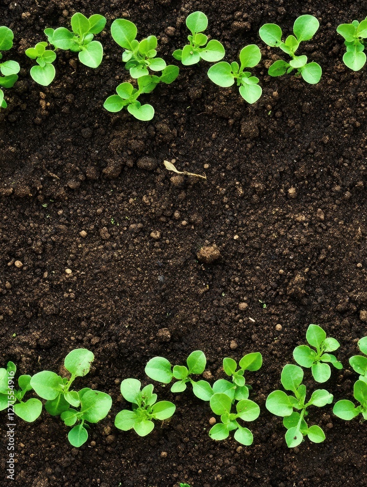 Young seedlings thrive in rich brown soil, showcasing vibrant green leaves under clear skies