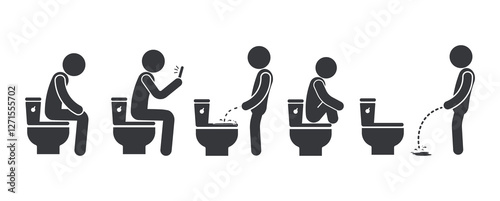 Isolated pictogram icon for thins to do on bath room, no phone, no squad, use WC and bathroom properly
