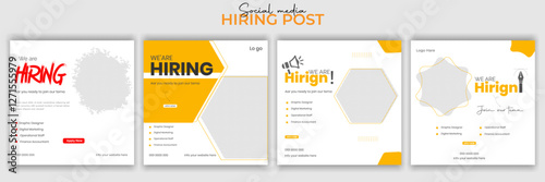 Recruitment advertising template. Recruitment Poster, Job hiring poster, social media, banner, flyer. Digital announcement job vacancies layout