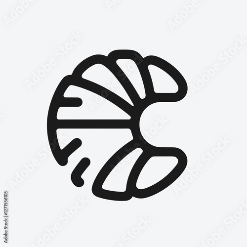 Abstract line art of croissant  on soft background