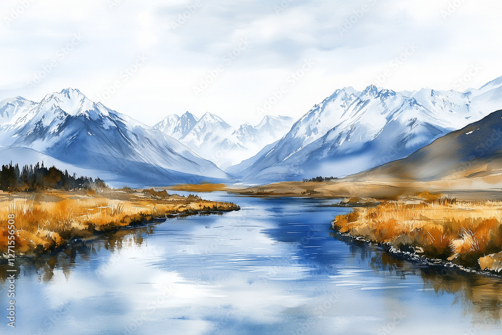 Obraz premium lake and mountains