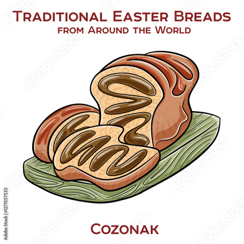 Cozonac is a traditional Romanian and Moldovan sweet bread filled with walnuts, poppy seeds, or cocoa, typically served during holidays and special occasions.