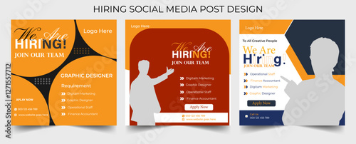 Recruitment advertising template. Recruitment Poster, Job hiring poster, social media, banner, flyer. Digital announcement job vacancies layout