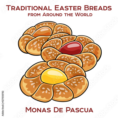 Monas de Pascua are traditional Spanish Easter cakes, often decorated with hard-boiled eggs and given as gifts during the Easter holiday.