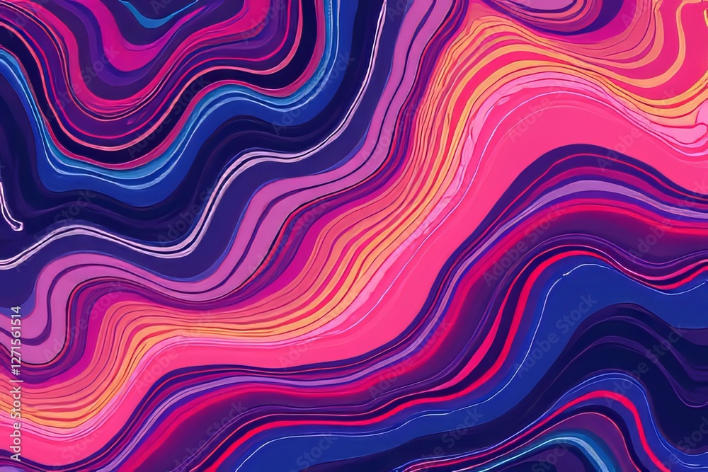 Obraz premium Vibrant Abstract Waves of Color - Psychedelic Marble Design