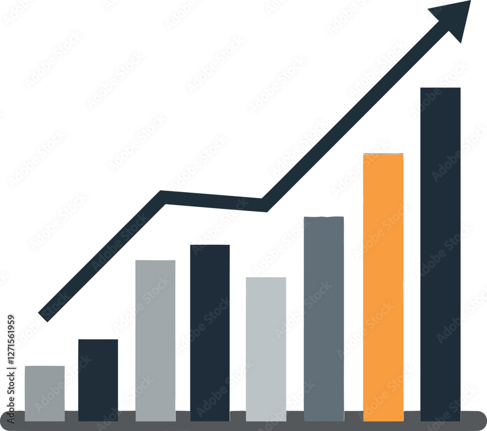 Bar chart growth representation in flat design vector art Bar chart growth representation in flat design vector art