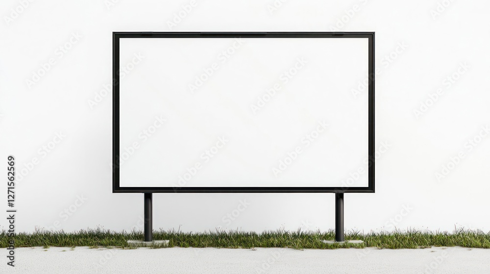 Fototapeta premium Blank White Billboard Mockup Against a White Wall