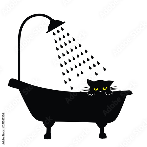 The silhouette of bath with cat.