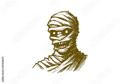 Mummy hand drawn sketch vector