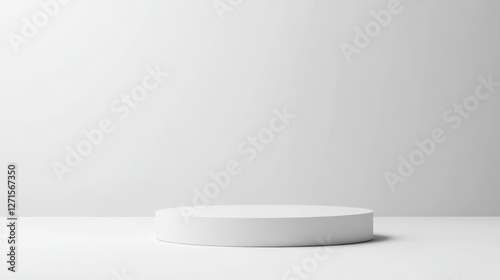 A simple white stand with no distractions, set against a solid white background, perfect for product placement or text insertion.