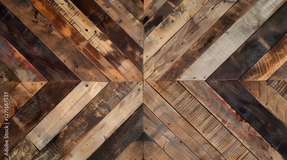 Close-up view of a textured wooden wall with a chevron pattern, showcasing rich colors and grain Close-up view of a textured wooden wall with a chevron pattern, showcasing rich colors and grain