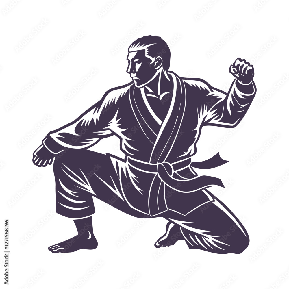 Fototapeta premium ju jitsu silhouette vector art illustration