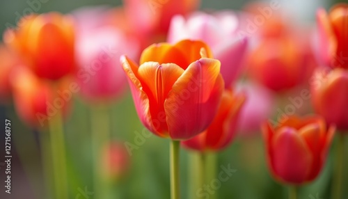 Close-up of vibrant tulips in full bloom. Spring-themed projects, gardening blogs, floral advertisements, and nature-related content.