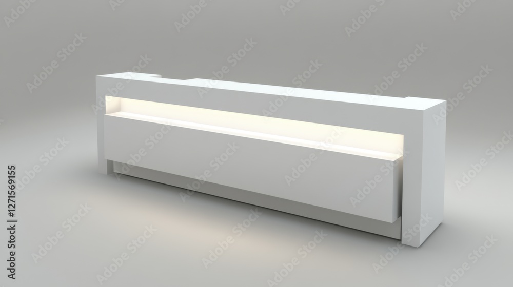 A sleek white display stands with a professional look, surrounded by blank space, ideal for showcasing products or business branding. A sleek white display stands with a professional look, surrounded by blank space, ideal for showcasing products or business branding.