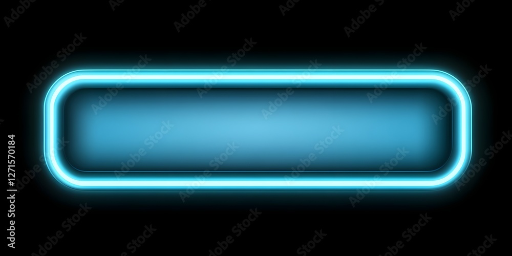 
A glowing blue rectangle with neon light border, rounded corners and light effects on a simple and plain dark background.