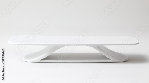 A smooth, modern white display stands against a white backdrop.