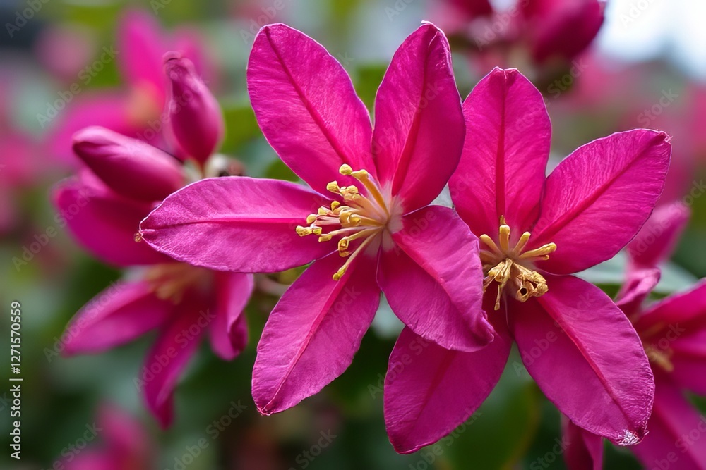Vibrant Pink Flowers Close Up, Detailed Blossom, Nature Photography Vibrant Pink Flowers Close Up, Detailed Blossom, Nature Photography