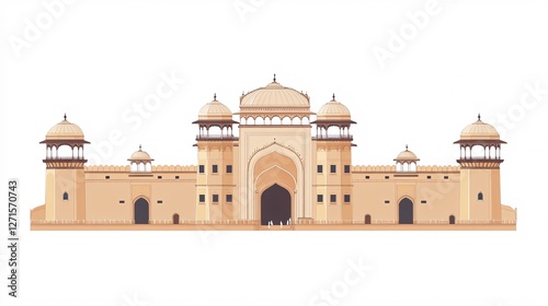 Amber Fort's grand courtyard icon, featuring traditional Rajasthani architecture against