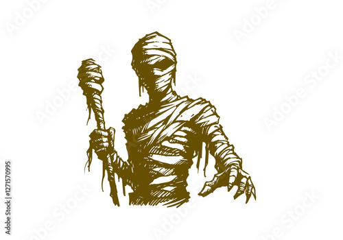 Mummy hand drawn sketch vector