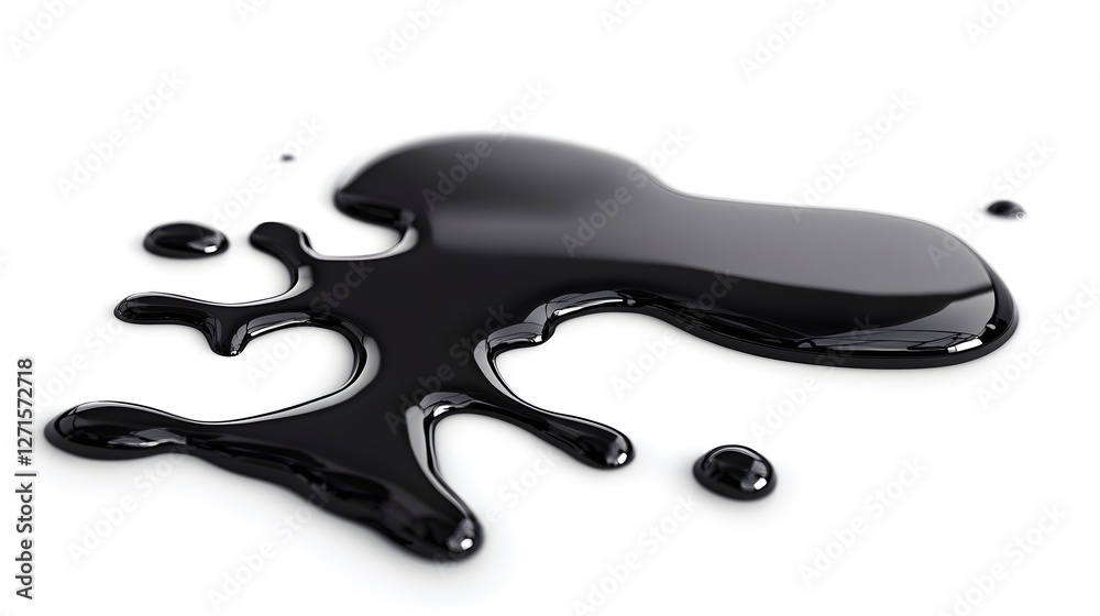 A spilled drop of oil forming a pattern on a white background A spilled drop of oil forming a pattern on a white background