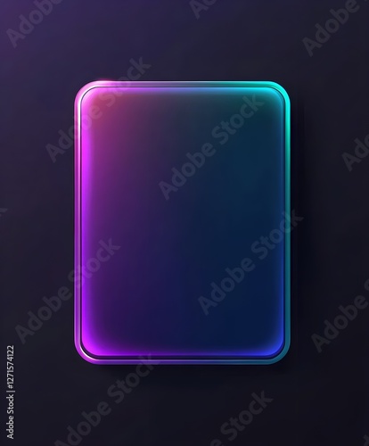 
A glowing blue rectangle with neon light border, rounded corners and light effects on a simple and plain dark background.
