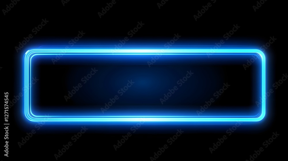 A glowing blue rectangle with neon light border, rounded corners and light effects on a simple and plain dark background.
A glowing blue rectangle with neon light border, rounded corners and light effects on a simple and plain dark background.