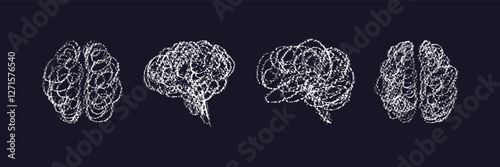 Tangled human brain. Vector grungy scribble sketch