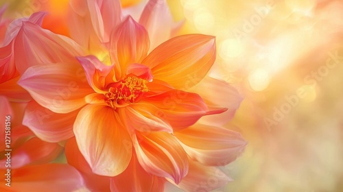 Blooming dahlia flower close-up in soft pastel colors, perfect for nature-themed designs, floral prints, and garden inspirations.