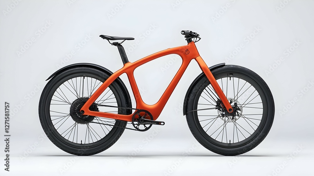 Naklejka premium Orange Carbon Fiber Electric Fat Tire Bicycle