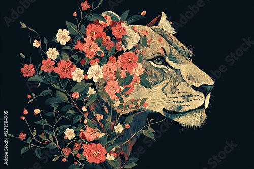 Wallpaper Mural Wildlife Day celebration features a lion adorned with vibrant floral patterns in a stunning artistic display Torontodigital.ca